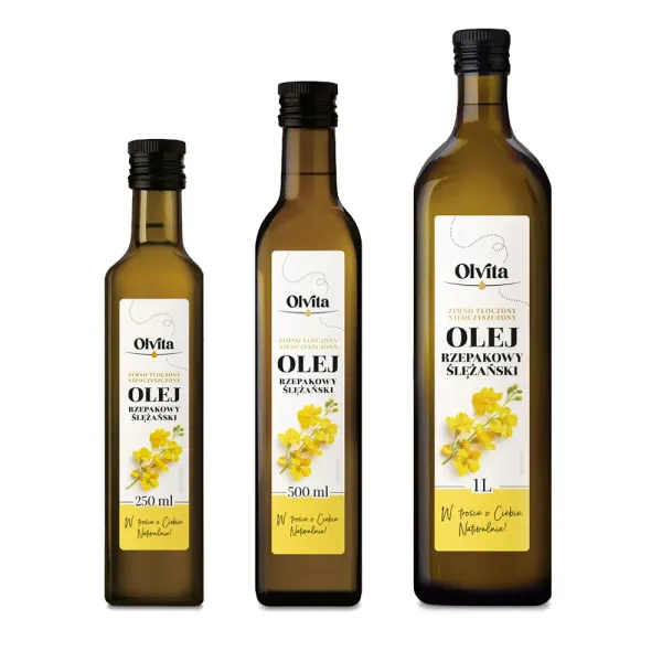Olej rzepakowy zimnotłoczony nieoczyszczony Ol'Vita 500 i 1000 ml